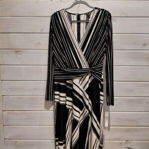 Elegant Black and White Striped Dress
